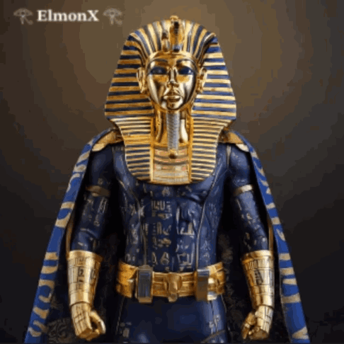 Frog Holding Gun at Pyramids in Desert