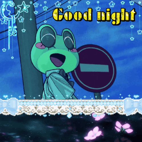 Frog Holding Sign Saying Good Night