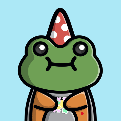 Frog In Party Hat Saying Happy Birthday GIF