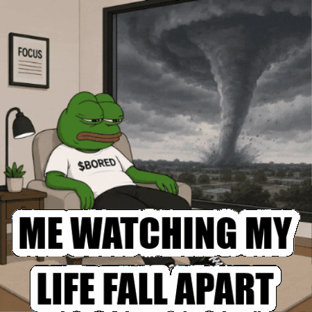 Frog in Shirt Saying $ Bored in Front of Tornado