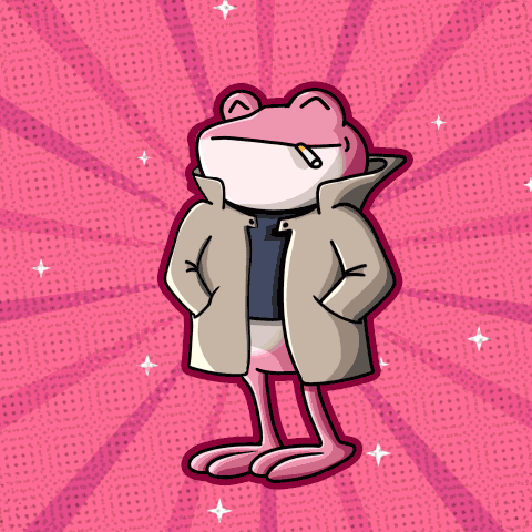 Frog in Sunglasses Holding Alpha