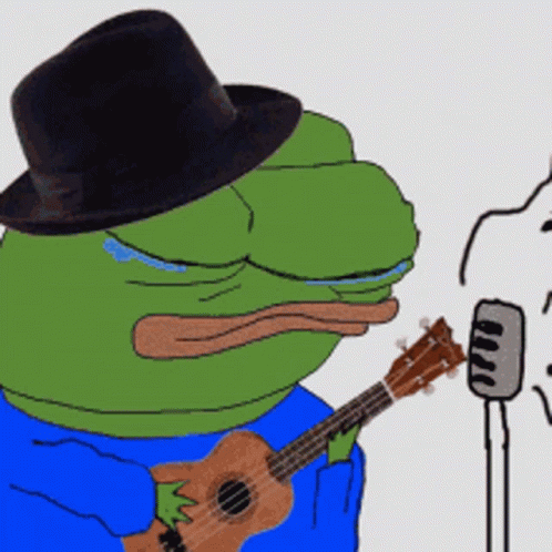 Frog in Top Hat Playing Guitar