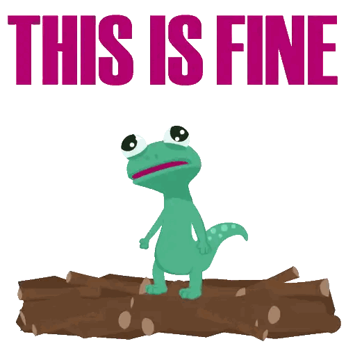 Frog in Water Saying This Is Fine
