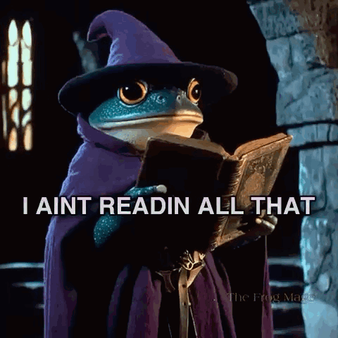 Frog in Wizard Costume Reading Book
