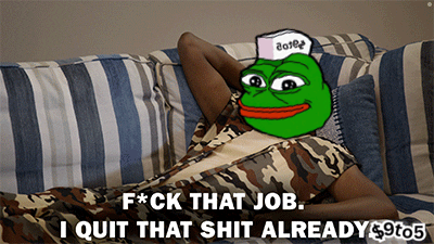 Frog Laying on Couch Saying F*ck That Job