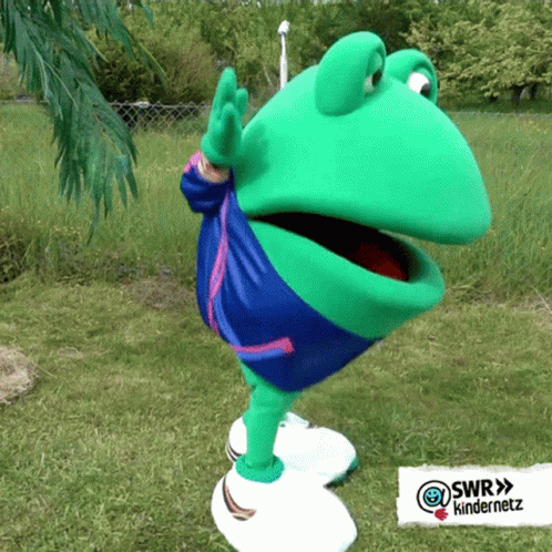 Frog Mascot Happy Dancing GIF
