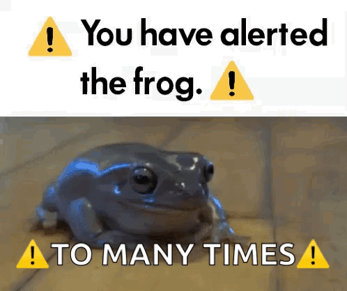 Frog Next to Warning Sign