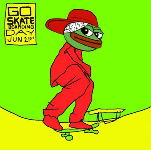 Frog on Skateboard Saying Go Skateboarding Day