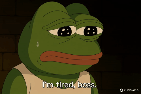 Frog Saying I'm Tired Boss