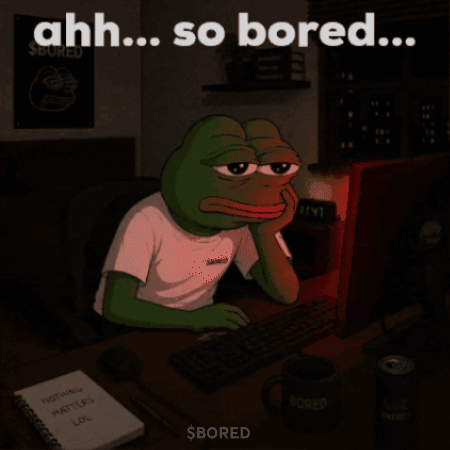 Frog Sitting At Computer Saying Ahh So Bored GIF