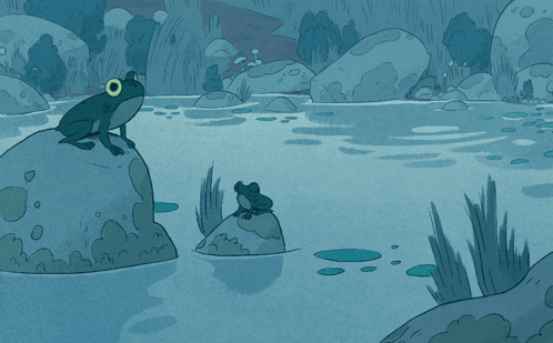 Frog Sitting On Rock In Pond GIF