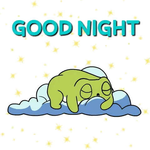 Frog Sleeping on Cloud Saying Good Night