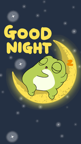 Frog Sleeping On Crescent Moon Good Night GIF