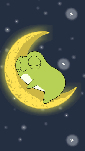 Frog Sleeping On Crescent Moon GIF