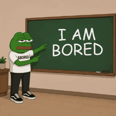 Frog Wearing $ Bored Shirt Pointing at I Am Bored Board