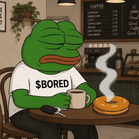Frog Wearing Bored Shirt Sitting With Coffee
