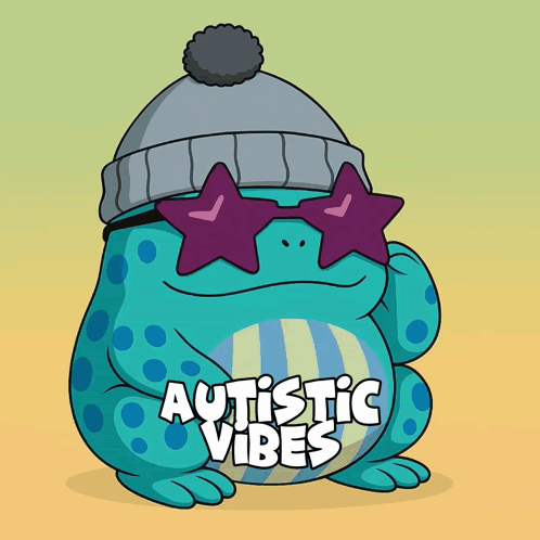Frog Wearing Sunglasses and Hat Autistic Vibes