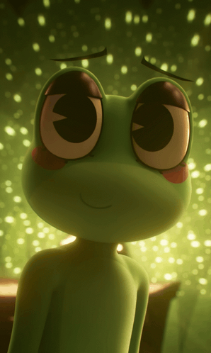 Frog With Big Eyes and Pink Cheek