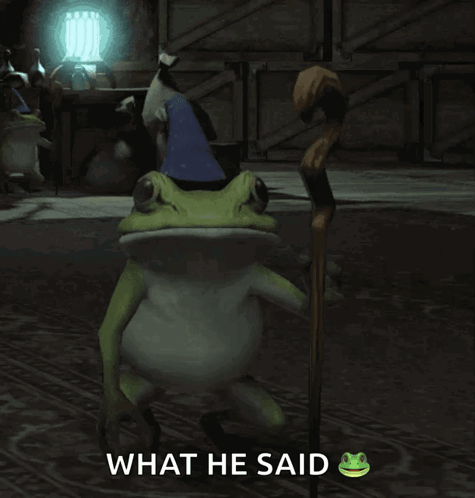 Frog with Cane Saying What