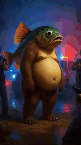 Frog With Party Hat In Front Of Police Officers GIF