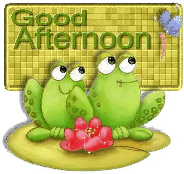 Frogs Under Good Afternoon Sign