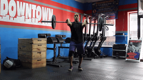 Front Rack Barbell Row Lunge Technique GIF