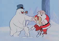 Frosty Snowman With Santa GIF