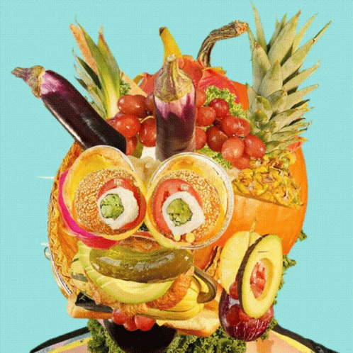 Fruit and Vegetable Face with Pumpkin