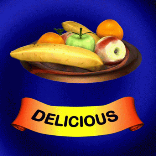 Fruit Plate With Delicious Banner
