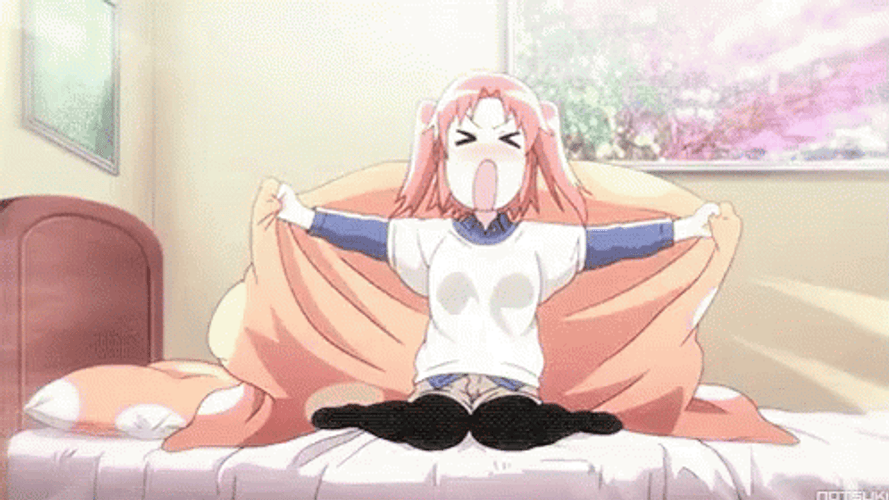 Frustrated Anime Girl In Bed GIF