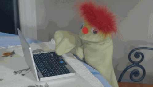 Puppet's Frustration In Laptop GIF