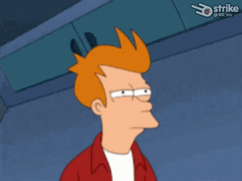 Fry From Futurama Says " You Salty Bruh " In A Strike Advertisement GIF