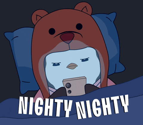 Fudgy Penguin On Phone Night Night GIF