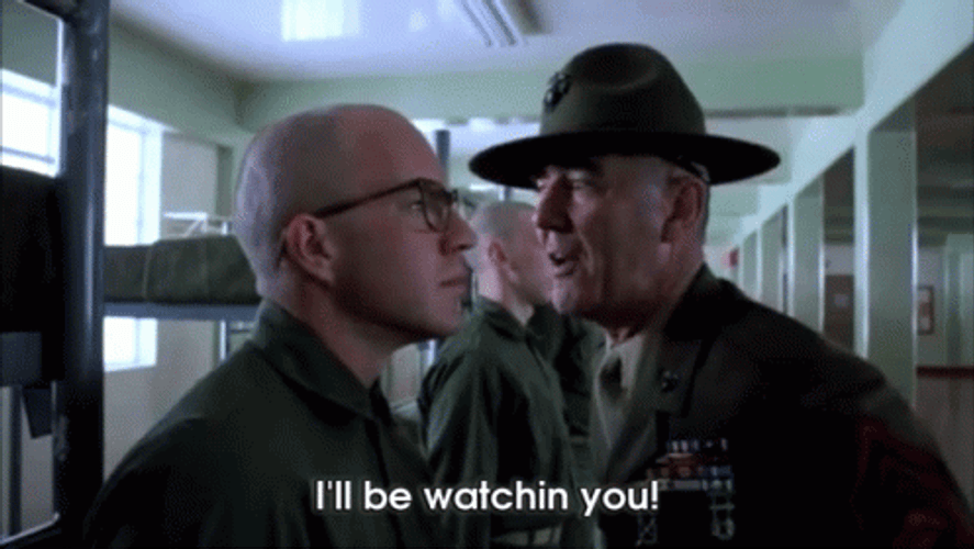 Full Metal Jacket Gny Sgt Hartman Watching You GIF