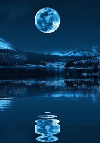 Full Moon Over Snowy Mountain Lake