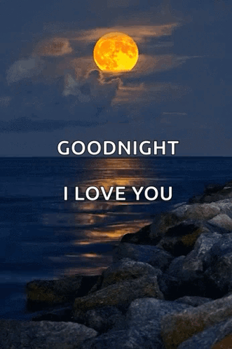 Full Moon Over Water Goodnight I Love You GIF