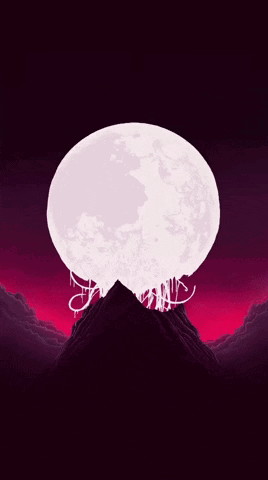 Full Moon Rising Over Mountain with Purple Sky