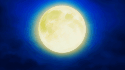 Full Moon Shining in Dark Blue Sky