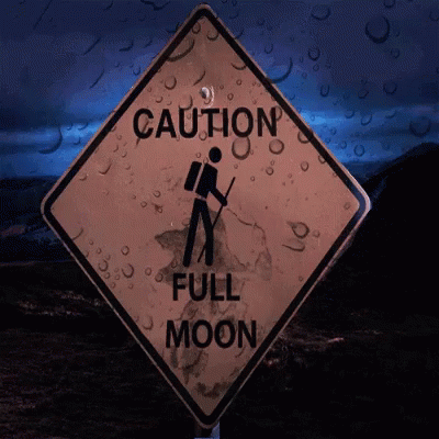 Full Moon Werewolf Transform Road Sign GIF