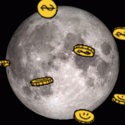 Full Moon With Dollar Sign and Smiley Faces