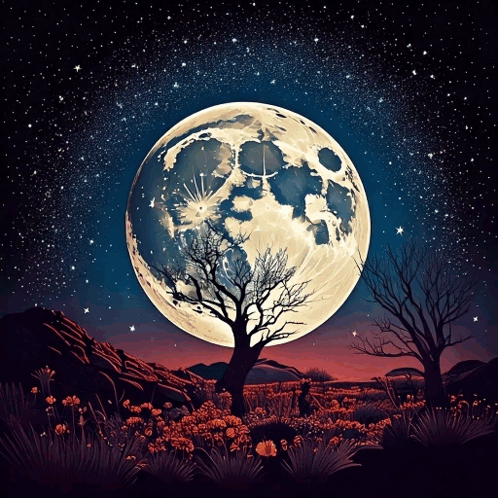 Full Moon With Trees GIF