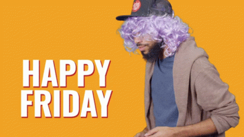 Fun Friday Guy Wearing Purple Wig GIF