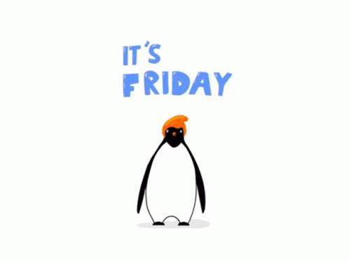 Fun Friday Orange Hair Penguin GIF