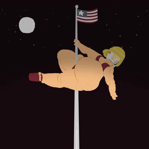 Funny 4th Cartoon Chubby Lady Pole Dancing GIF