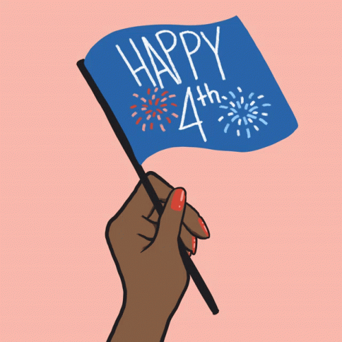 Funny 4th Cartoon Hand Flag GIF