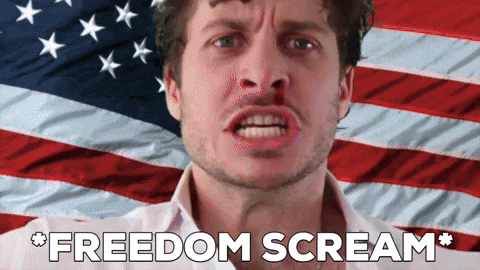 Funny 4th Excited Guy Freedom Scream GIF