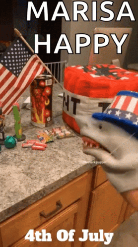 Funny 4th Patriotic Shark Puppet GIF
