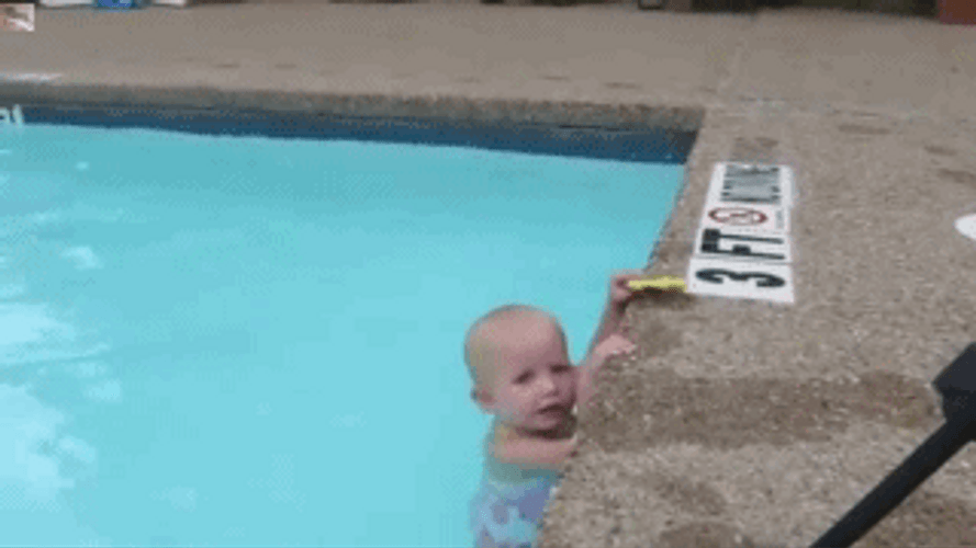 Funny Amazing Baby Swimming Alone GIF