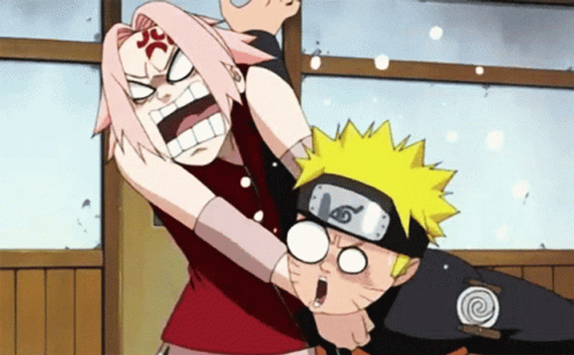 Funny Angry Anime Choke Sakura Haruno Naruto GIF