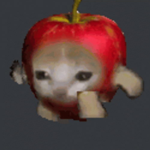 Funny Apple Cat Running GIF 